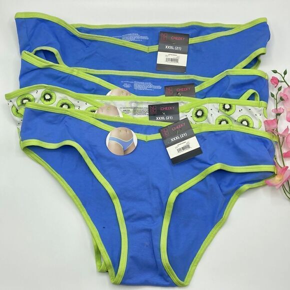 WOMEN’S JUNIORS Plus Cheeky Cotton Underwear Panties 4-Pack Size XXXL (21) - Picture 1 of 5